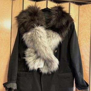 World Market Faux Fur Stole - Black and White Faux Fox - Lined, Lovely!